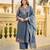 Grey embroidered silk blend kurta pant dupatta set