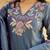 Grey embroidered silk blend kurta pant dupatta set