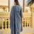 Grey embroidered silk blend kurta pant dupatta set