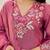 Pink embroidered silk blend kurta pant dupatta set