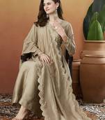 Chiku embroidered silk blend kurta pant dupatta set