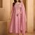Pink embroidered silk blend kurta pant dupatta set