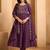Wine embroidered silk blend kurta pant dupatta set