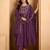 Wine embroidered silk blend kurta pant dupatta set
