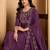 Wine embroidered silk blend kurta pant dupatta set