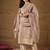 Beige embroidered silk blend kurta pant dupatta set