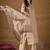 Beige embroidered silk blend kurta pant dupatta set