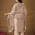 Beige embroidered silk blend kurta pant dupatta set