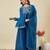 blue embroidered crunchy silk kurta plazzo dupatta set