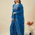 blue embroidered crunchy silk kurta plazzo dupatta set