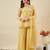 Yellow embroidered crunchy silk kurta plazzo dupatta set