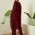 Maroon embroidered silk blend kurta pant dupatta set