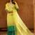 Yellow embroidered chinon silk kurta pant dupatta set