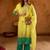Yellow embroidered chinon silk kurta pant dupatta set