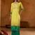 Yellow embroidered chinon silk kurta pant dupatta set