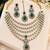 Green mehandi-plated agate stone necklace set with earrings & maang tikka