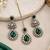 Green mehandi-plated agate stone necklace set with earrings & maang tikka