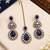 Blue mehandi-plated agate stone necklace set with earrings & maang tikka