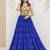 Blue georgette readymade navratri anarkali suit with bandhej & mirror work