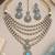 Pista mehandi-plated agate stone necklace set with earrings & maang tikka