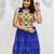 Blue georgette readymade navratri anarkali suit with bandhej & mirror work