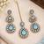 Pista mehandi-plated agate stone necklace set with earrings & maang tikka