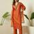 Rust embroidered silk blend kurta pant dupatta set