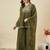 Mhendi embroidered crunchy silk kurta plazzo dupatta set