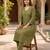 Women's Long Flared V-Neck with Button Details Anarkali shape Empire Waist,Kurta Pant Set
