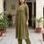 Women's Long Flared V-Neck with Button Details Anarkali shape Empire Waist,Kurta Pant Set