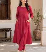 Women's Long Flared Anarkali Shape Waist Kurta Pant Set