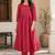 Women's Long Flared Anarkali Shape Waist Kurta Pant Set