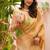 esha linen saree with lotus weave and hand embroidery