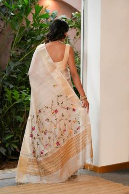 neera linen with zari weaving and hand embroidery 5