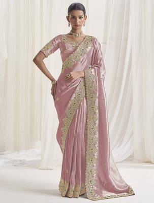 Designer purple viscose fabric saree with purple viscose blouse fabric 1