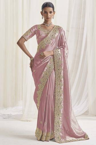 Designer purple viscose fabric saree with purple viscose blouse fabric