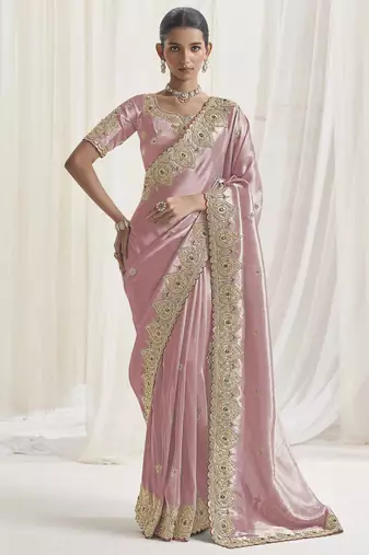 Designer purple viscose fabric saree with purple viscose blouse fabric