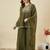 Mhendi embroidered crunchy silk kurta plazzo dupatta set