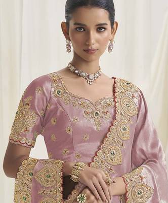 Designer purple viscose fabric saree with purple viscose blouse fabric 2