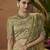 Designer green tissue fabric saree with green tissue blouse fabric