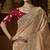 designer biscuit jacquard fabric saree with maroon silk blend blouse fabric