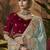designer sky soft jacquard fabric saree with maroon silk blend blouse fabric