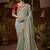 designer sea green soft jacquard fabric saree with maroon silk blend blouse fabric
