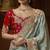 designer sea green soft jacquard fabric saree with maroon silk blend blouse fabric