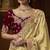 designer yellow soft jacquard fabric saree with maroon silk blend blouse fabric