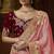 designer peaach soft jacquard fabric saree with maroon silk blend blouse fabric