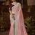 designer peach jacquard fabric saree with maroon silk blend blouse fabric