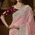 designer peach jacquard fabric saree with maroon silk blend blouse fabric
