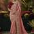 designer peach soft jacquard fabric saree with maroon silk blend blouse fabric