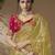designer lamon viscose fabric saree with rani pink silk blend blouse fabric